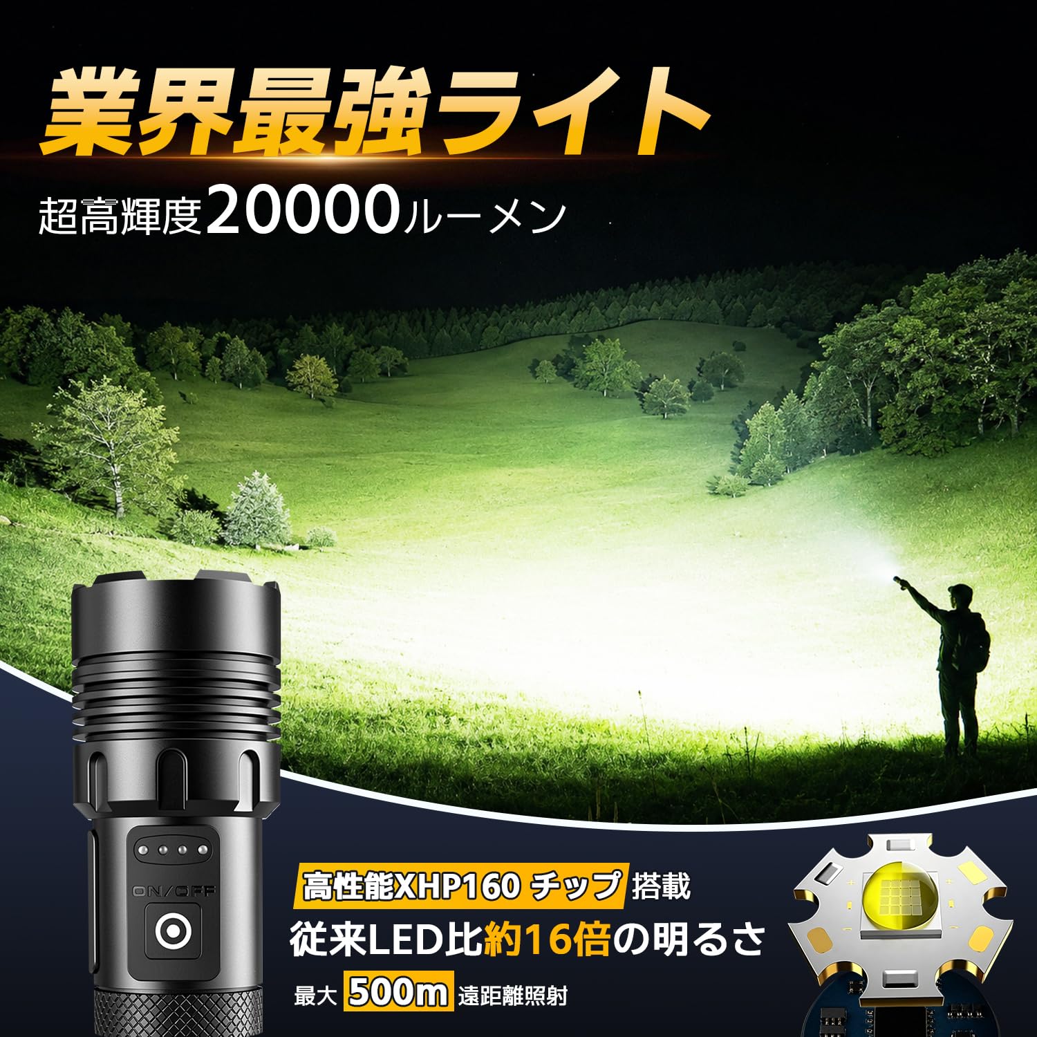 Amazon.co.jp: アセキ 懐中電灯 強力 5000mAh 【防災士監修・超高輝度